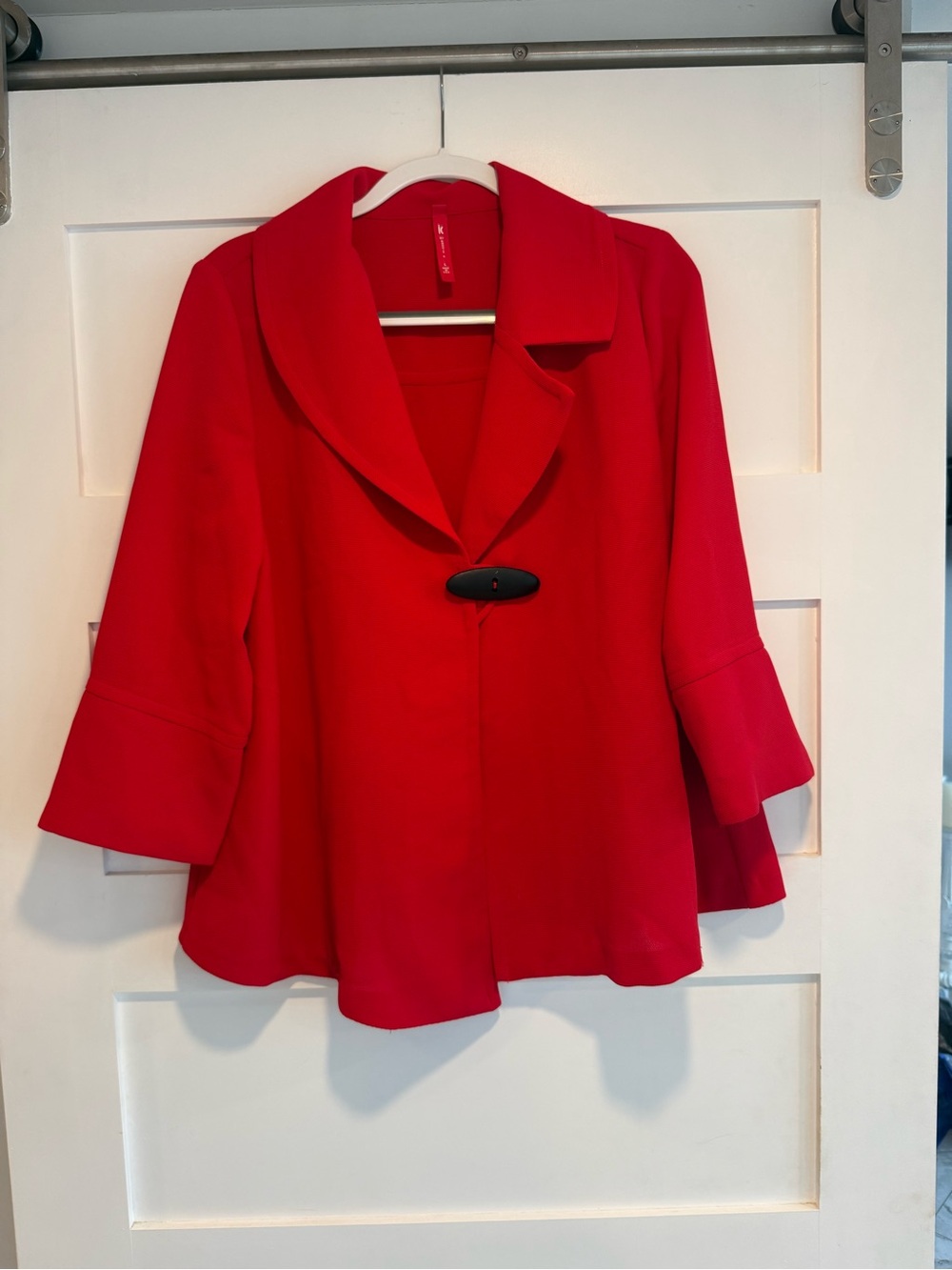 Red Women's Swing Coat with Statement Button - ic by Connie K. Size L